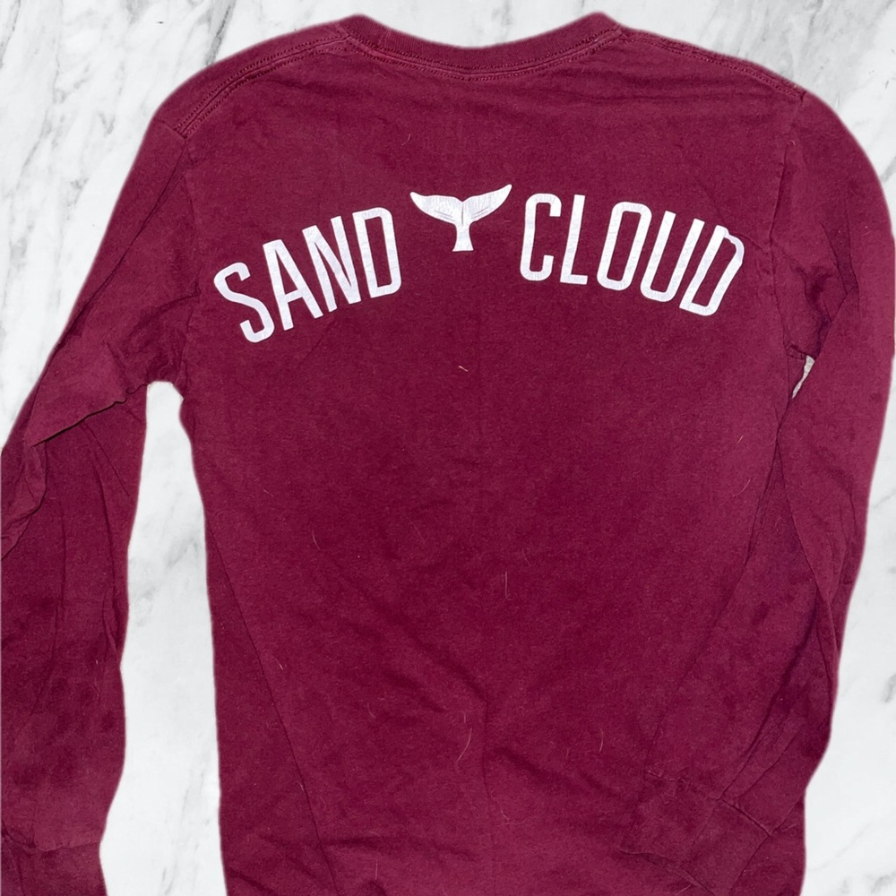 Sand Cloud small ocean awareness maroon long sleeve t shirt logo graphic print